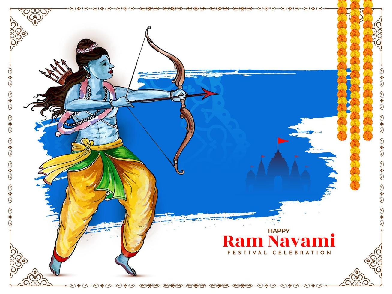 Hindu cultural Happy Ram navami festival celebration background design vector