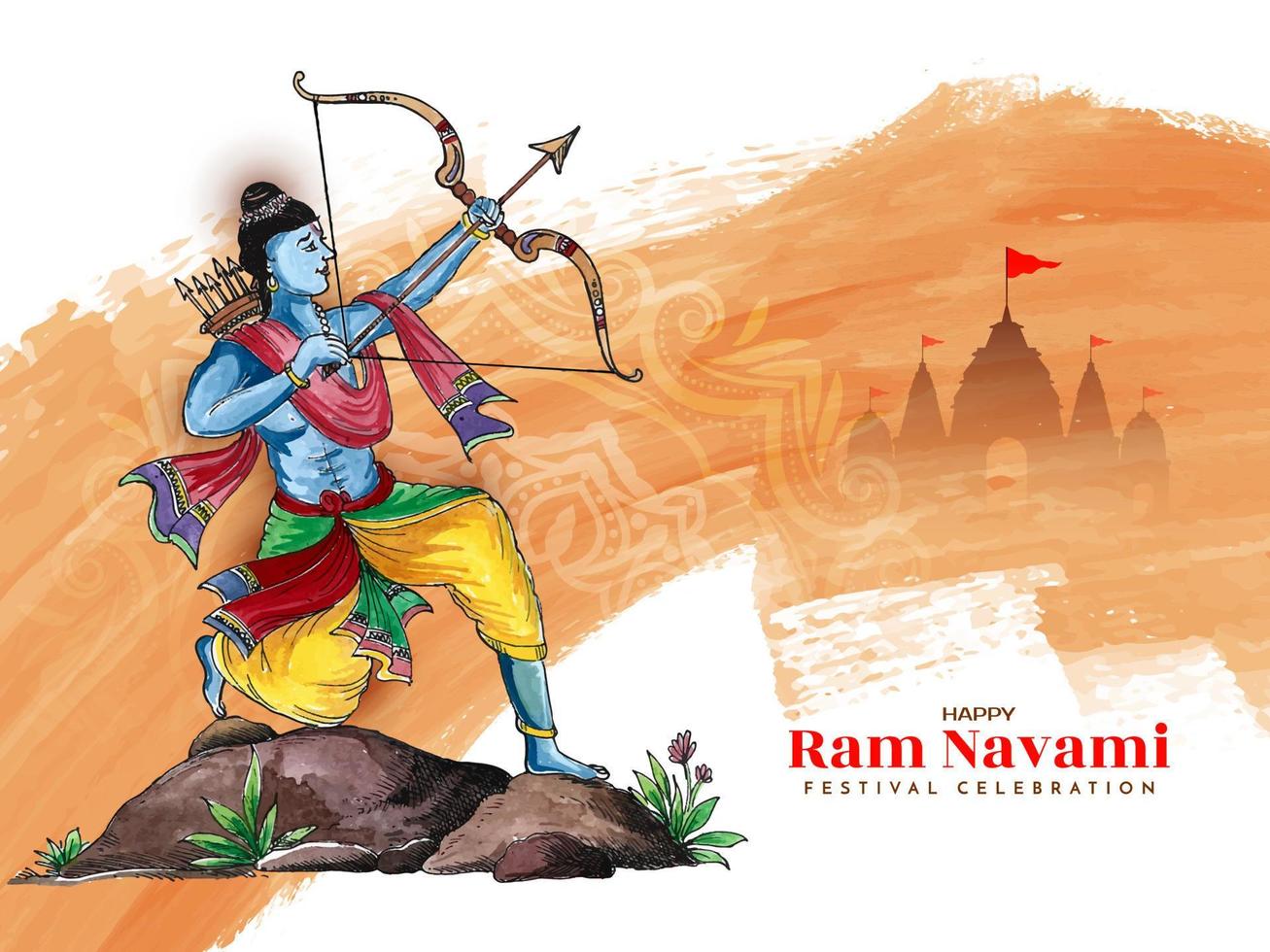 Happy Ram navami Indian cultural festival celebration background design vector