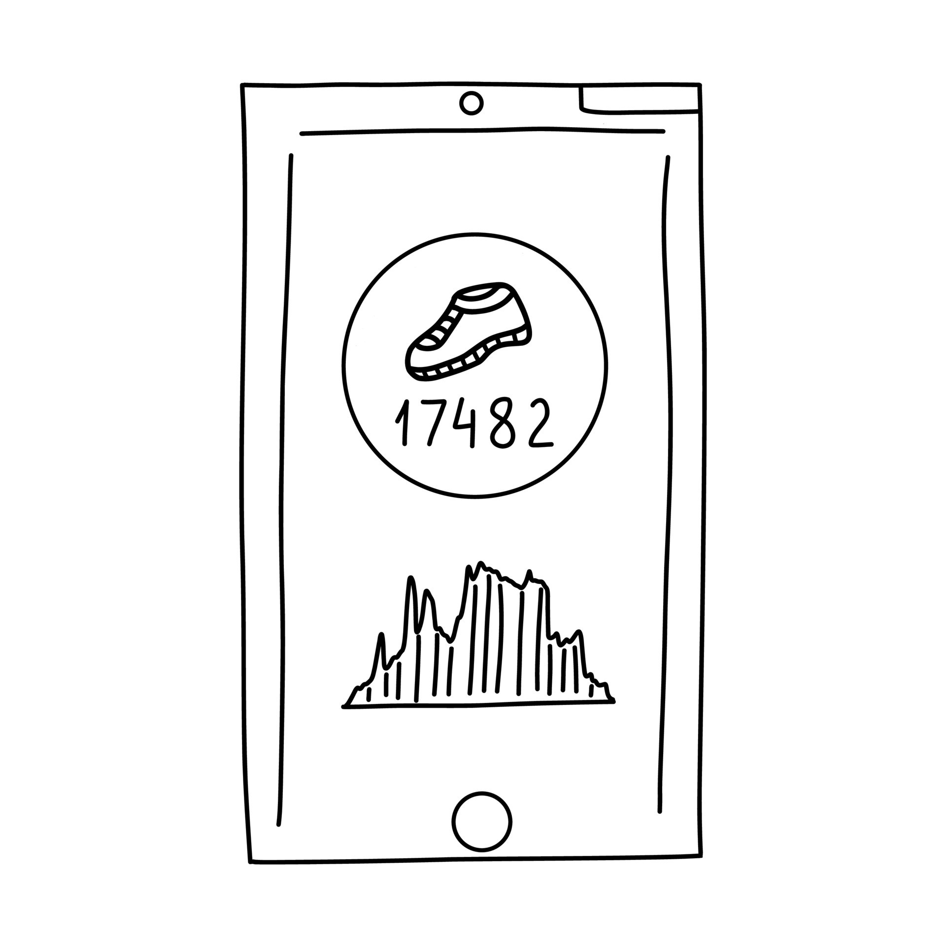 Pedometer app. Vector hand drawn black and white 21614529 Vector Art at Vecteezy