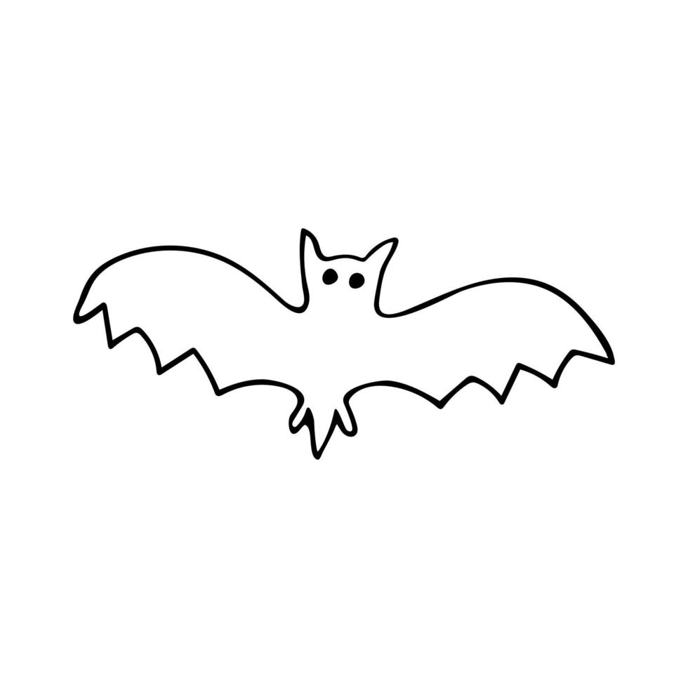 Bat in doodle style. Nocturnal animal vector