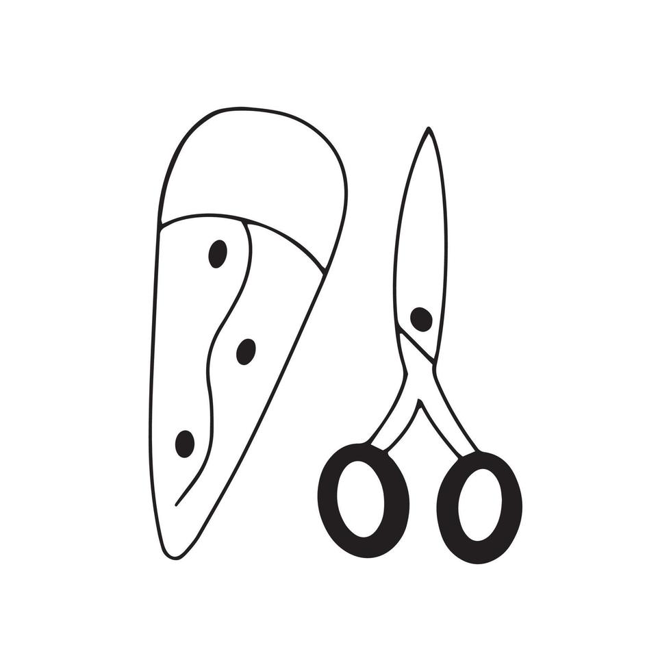Scissors with case. Vector isolated doodle single illustration