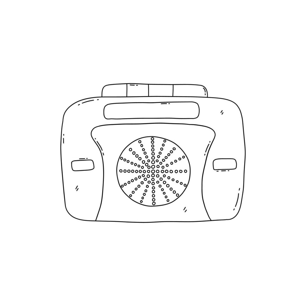 Cassette audio player retro device. Vector hand drawn
