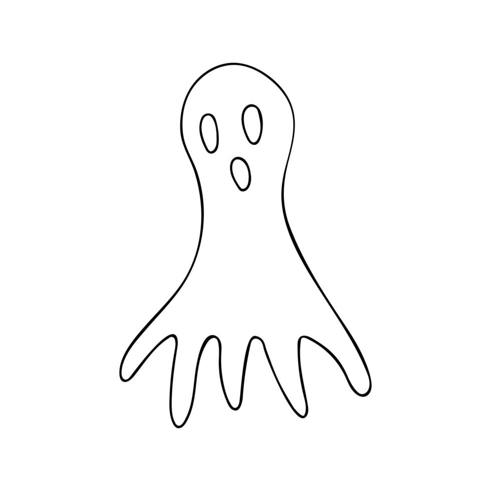 Scary flying ghost with open mouth doodle vector