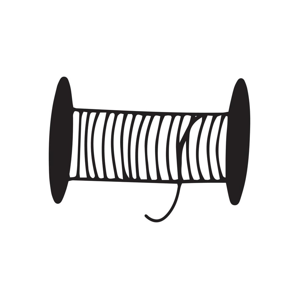 Spool of thread for sewing. Doodle vector single