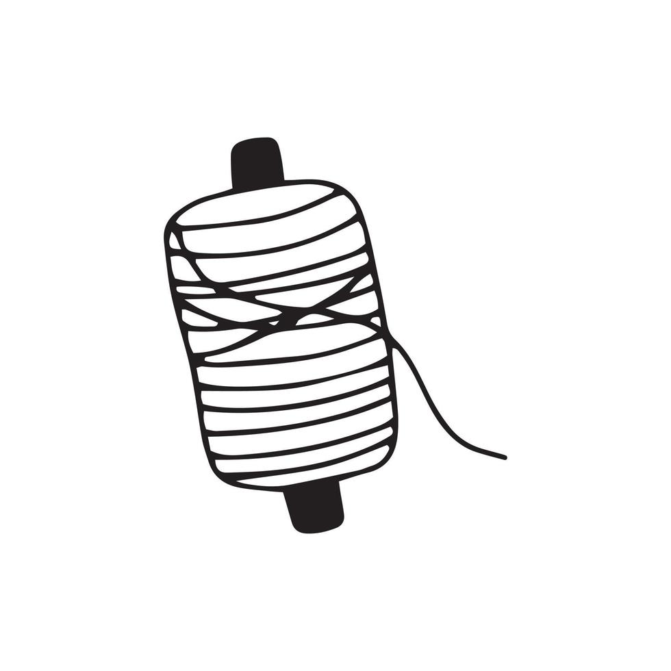 Spool of thread for sewing. Doodle vector single bobbin