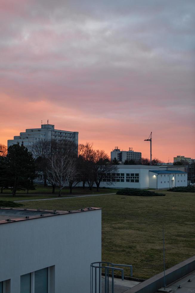 sunrise in Slovakia town, around seven o'clock in the morning.    Trnava, Slovakia, SK, 2023 photo