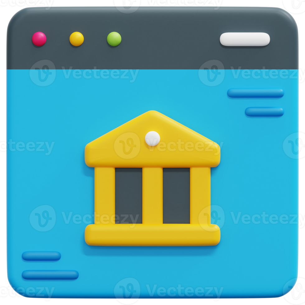 internet banking 3d render icon illustration png