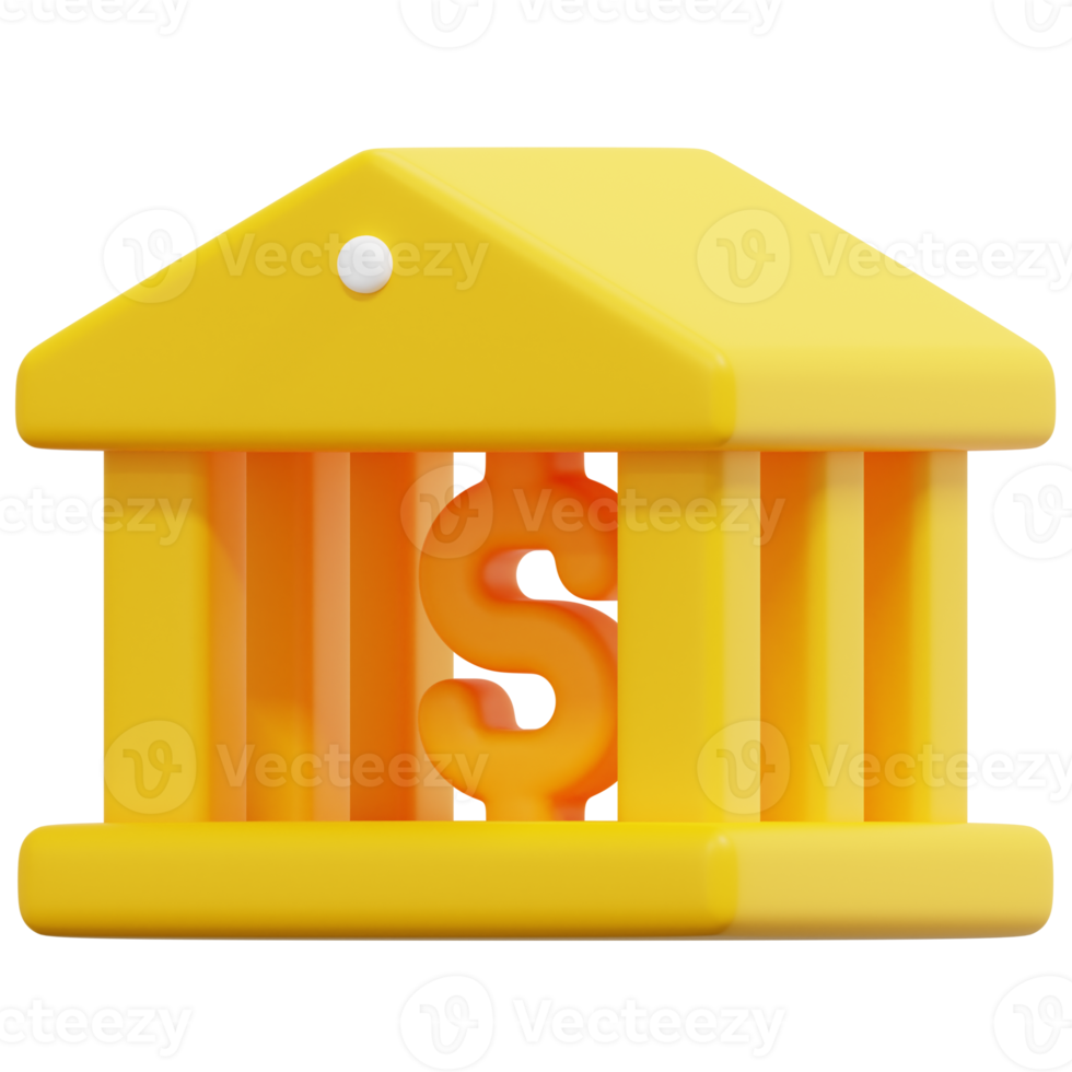 bank 3d render icon illustration png