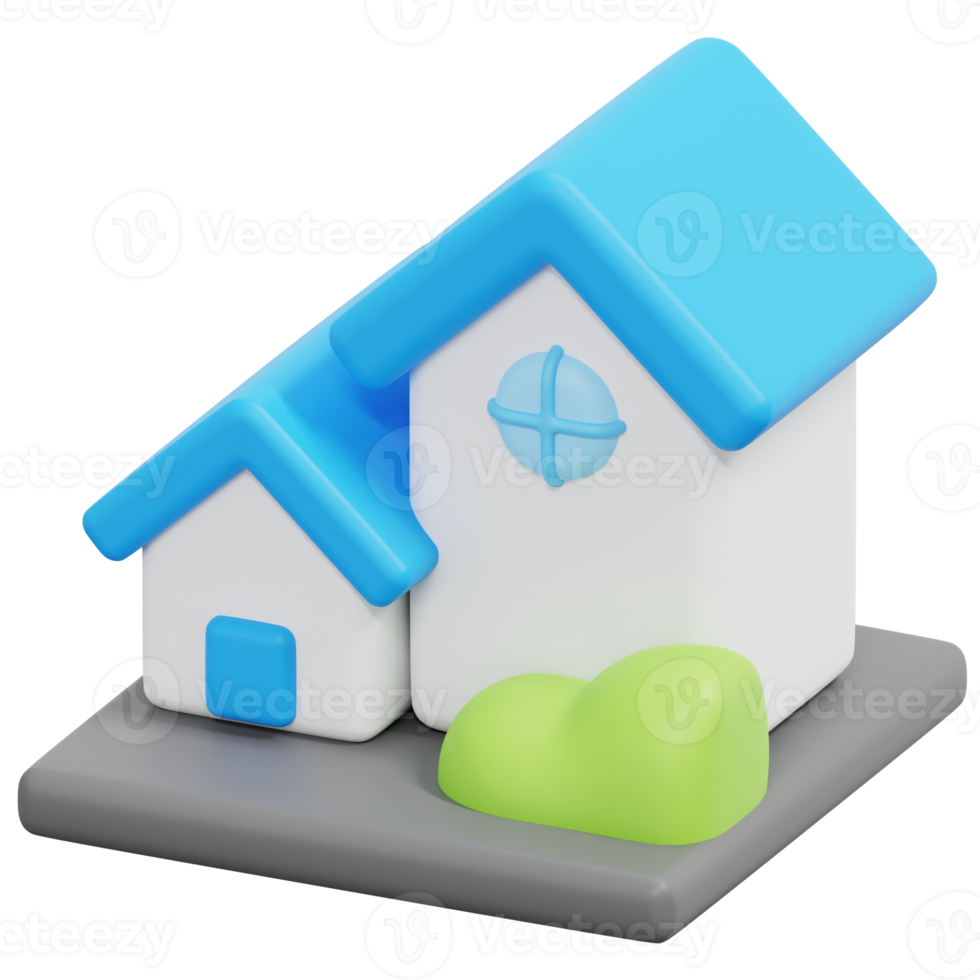 house 3d render icon illustration png