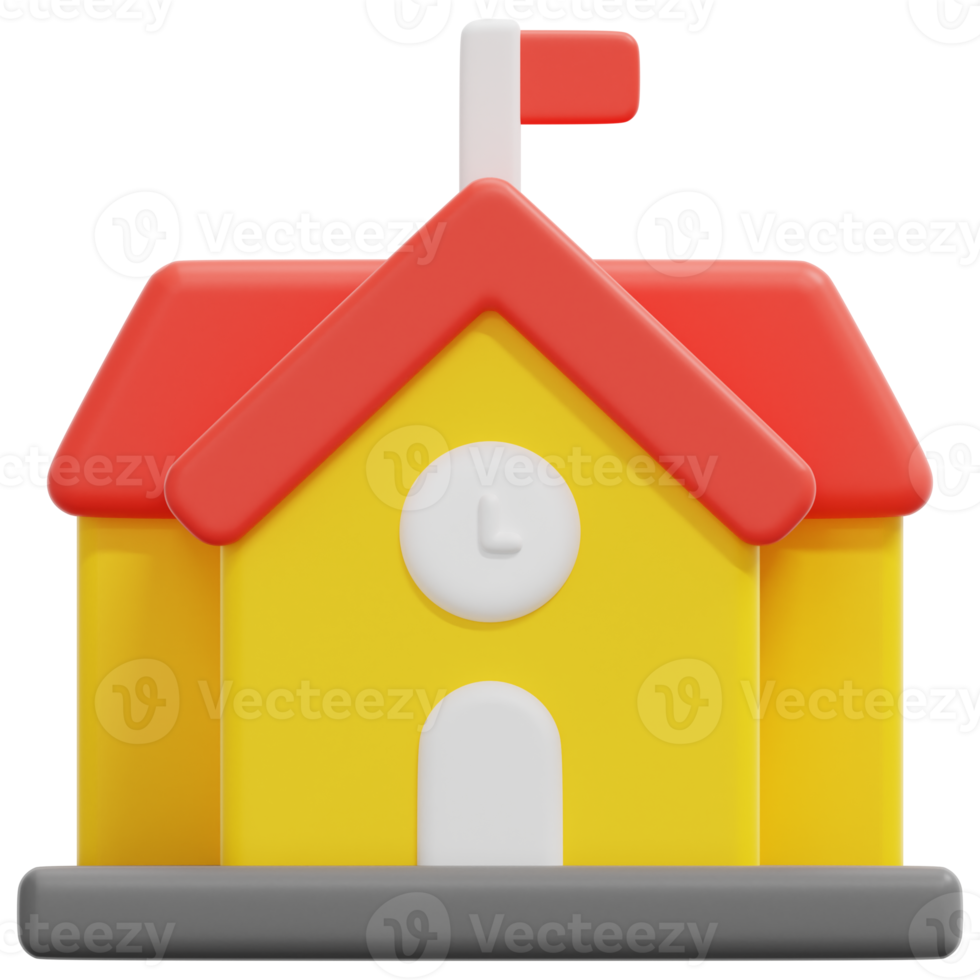 school 3d render icon illustration png