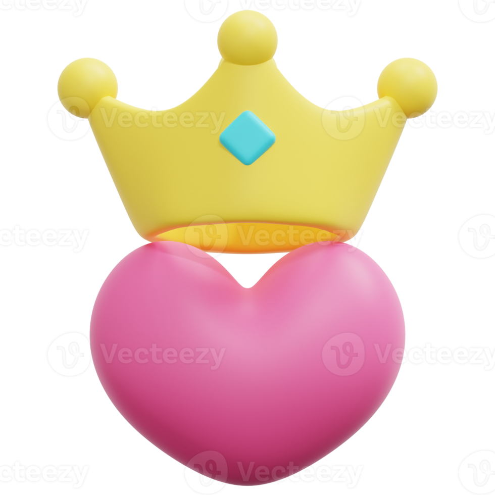 crowned heart 3d render icon illustration png