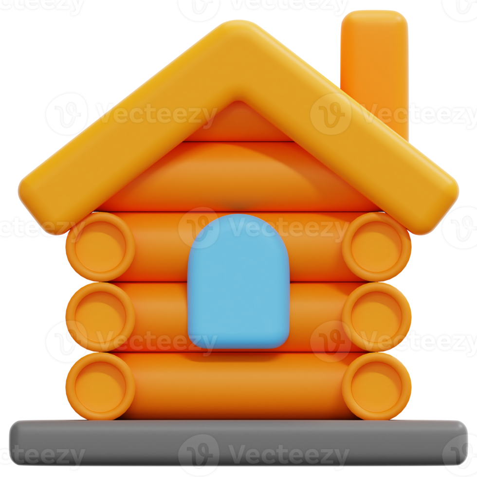 cabin 3d render icon illustration png