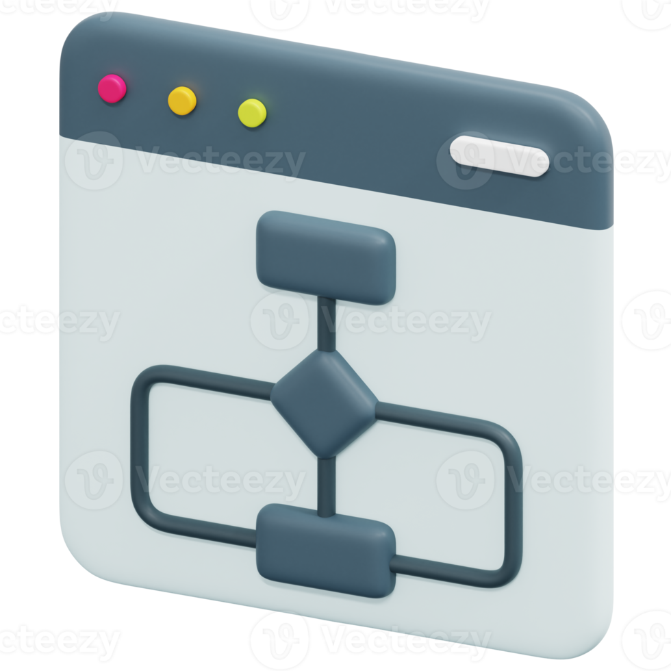 flowchart 3d render icon illustration png