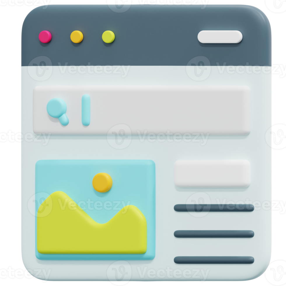 web design 3d render icon illustration png