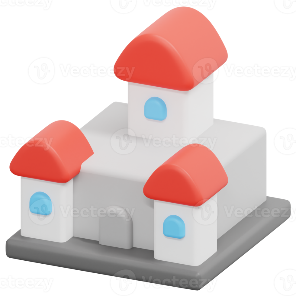 castle 3d render icon illustration png