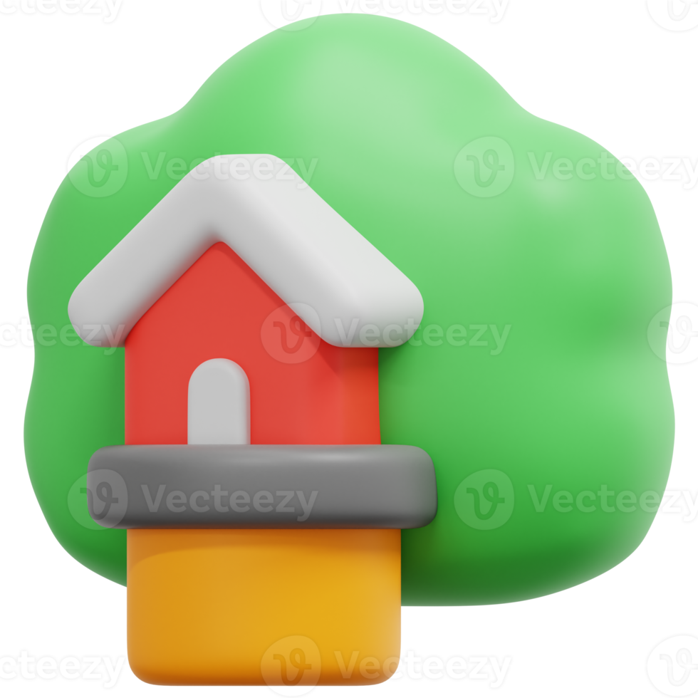 tree house 3d render icon illustration png