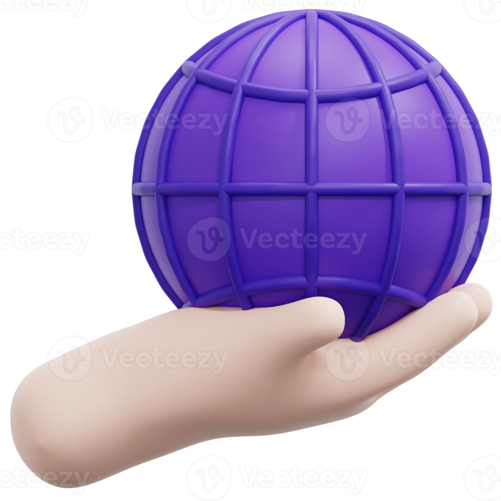 world 3d render icon illustration png