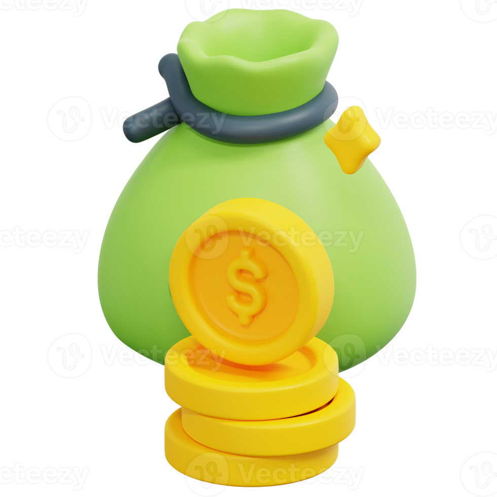 money 3d render icon illustration png