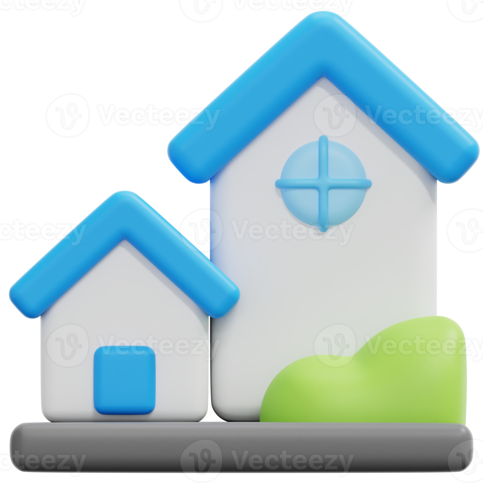 house 3d render icon illustration png