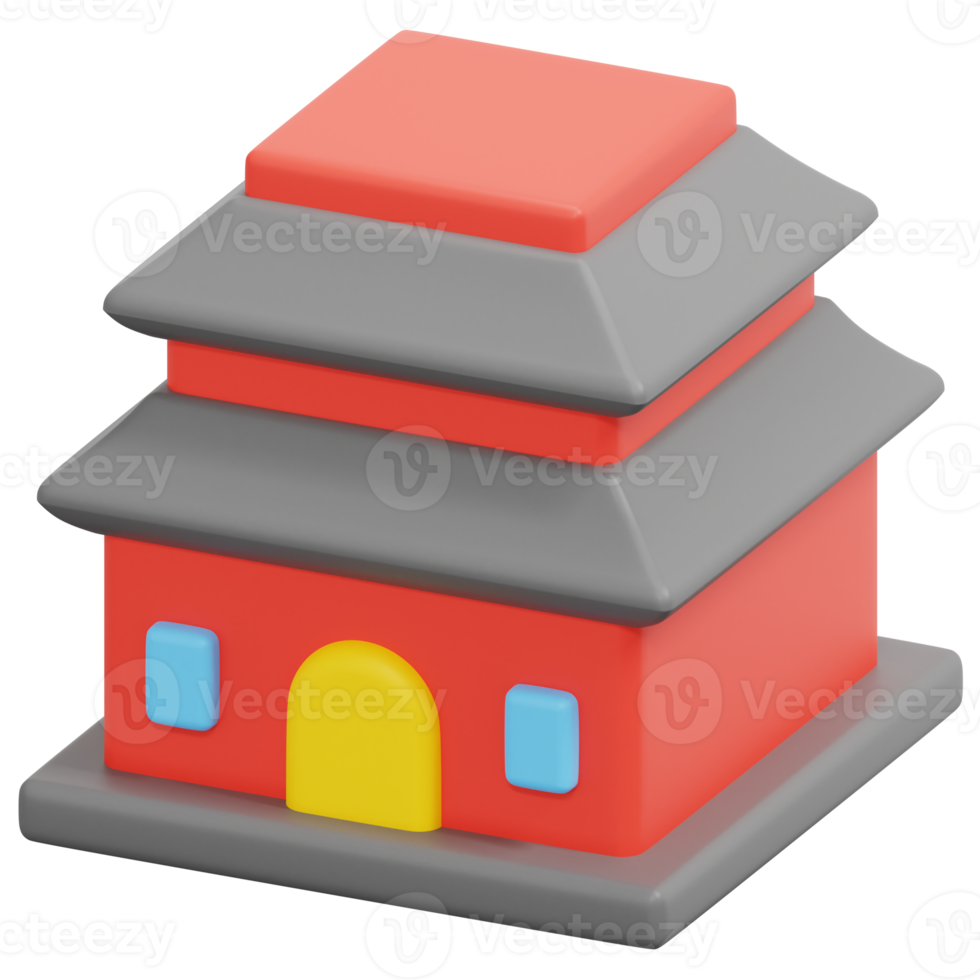 temple 3d render icon illustration png