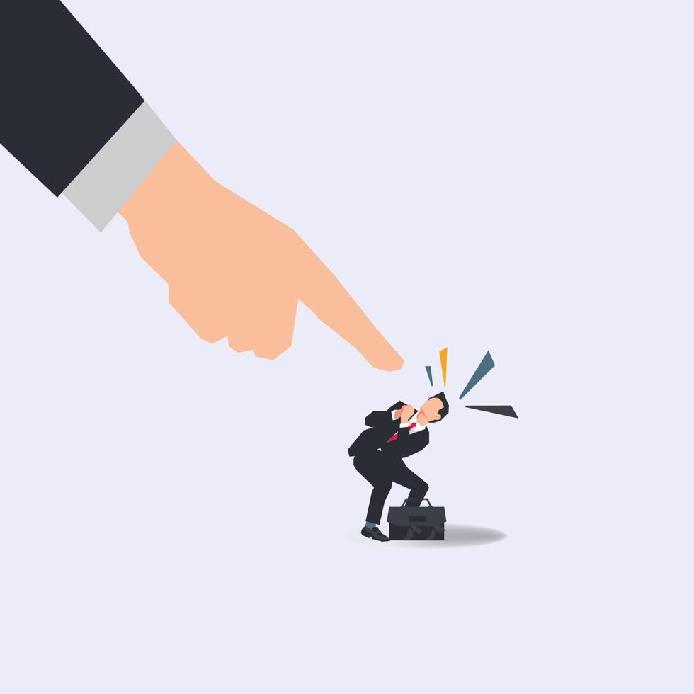 Businessman pointed by hand. Briefcase and instructions concept vector