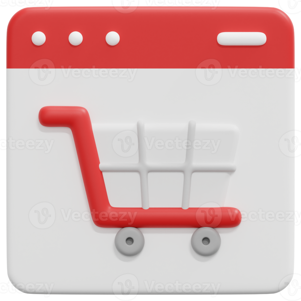 shopping cart 3d render icon illustration png