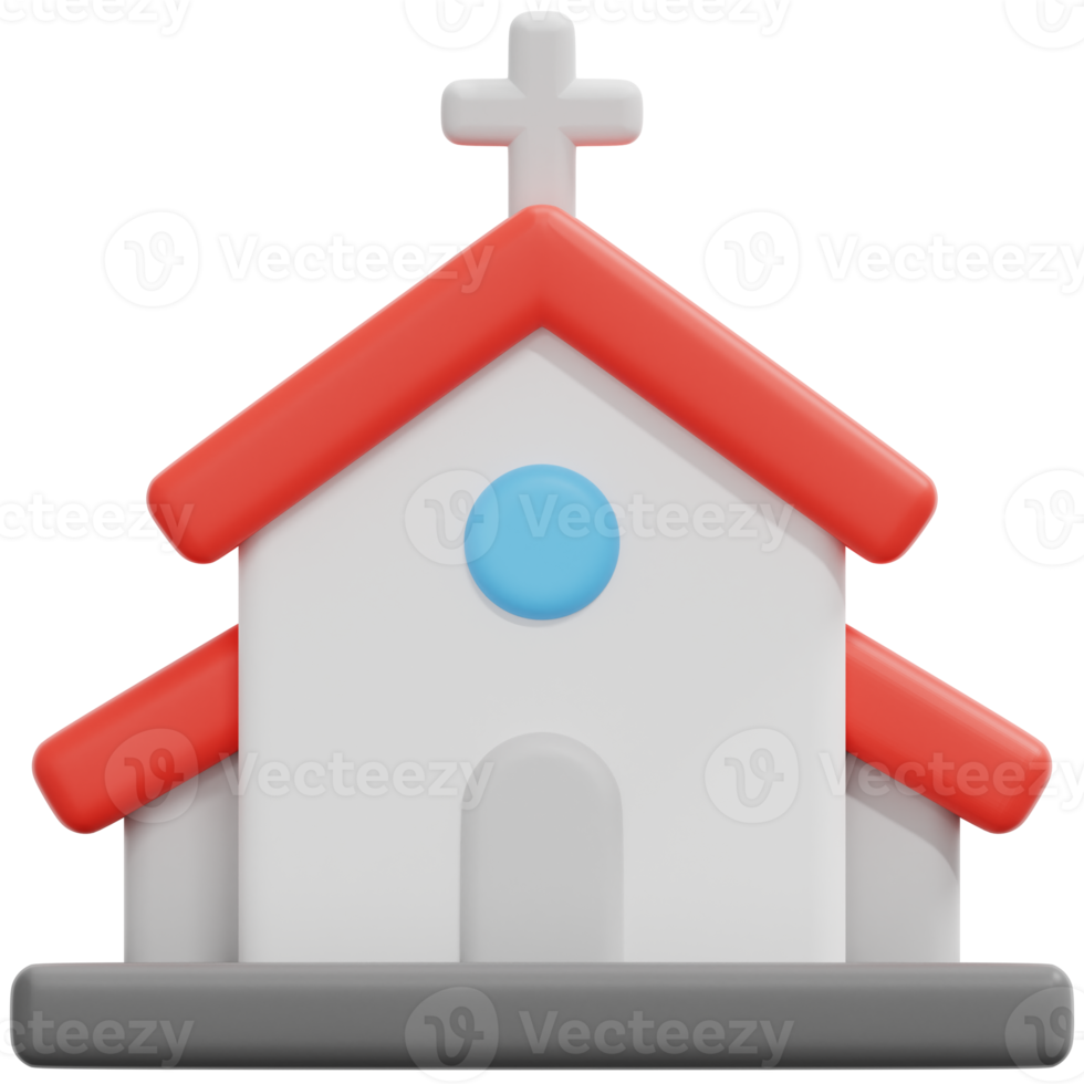 church 3d render icon illustration png