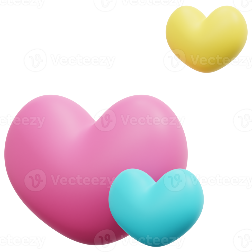 hearts 3d render icon illustration png