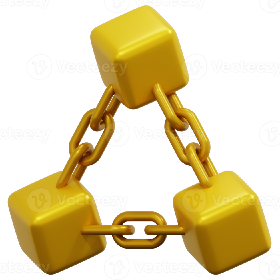 blockchain 3d render icon illustration png
