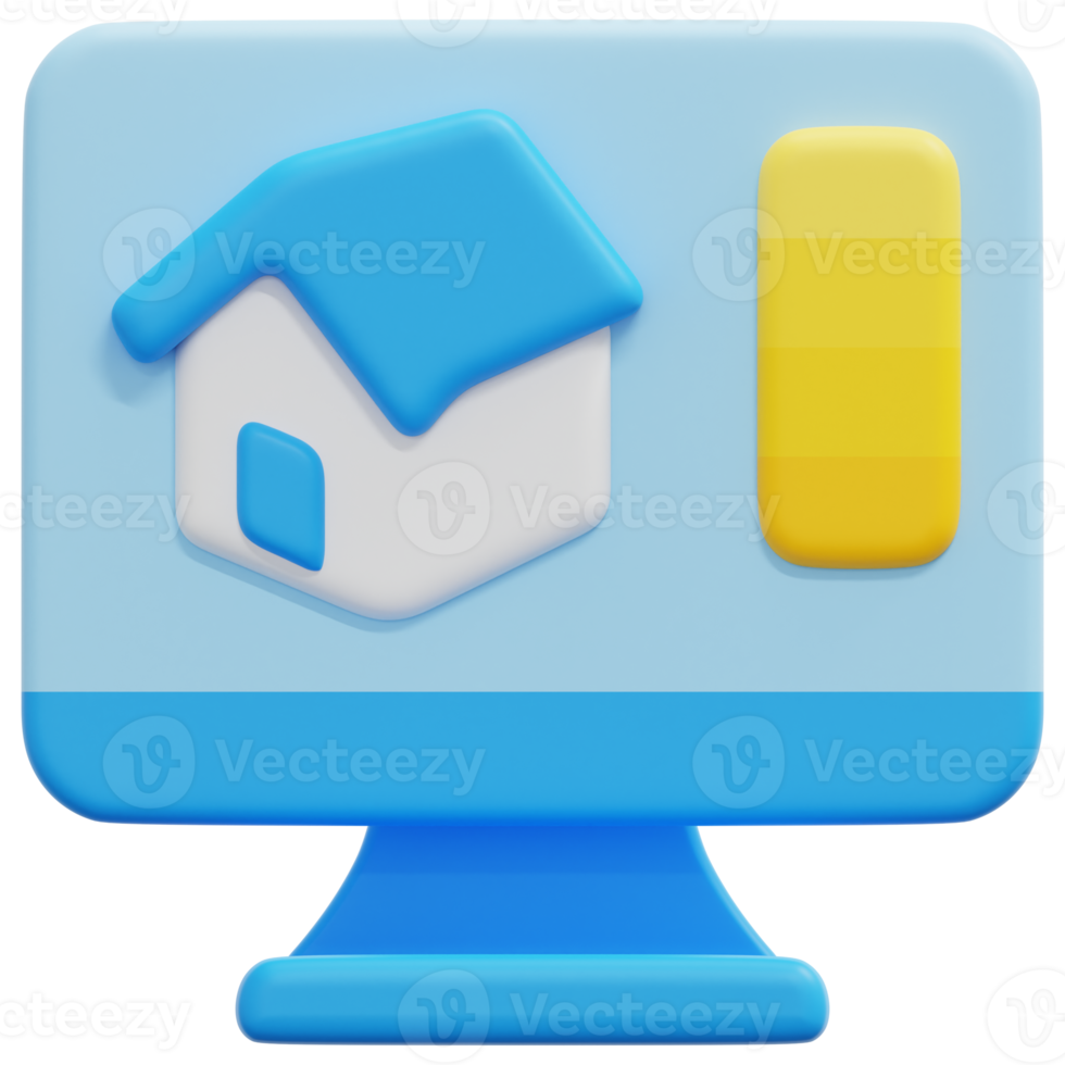 computer 3d render icon illustration png