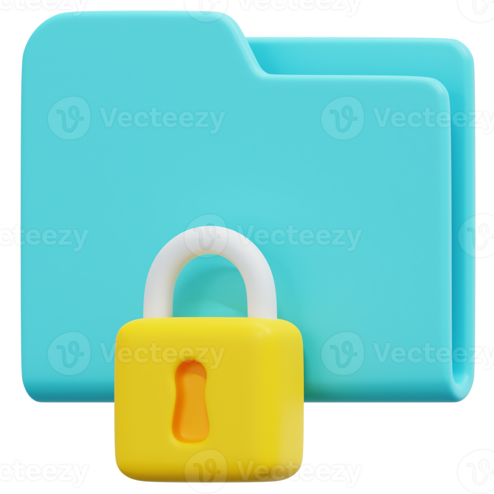 secure 3d render icon illustration png