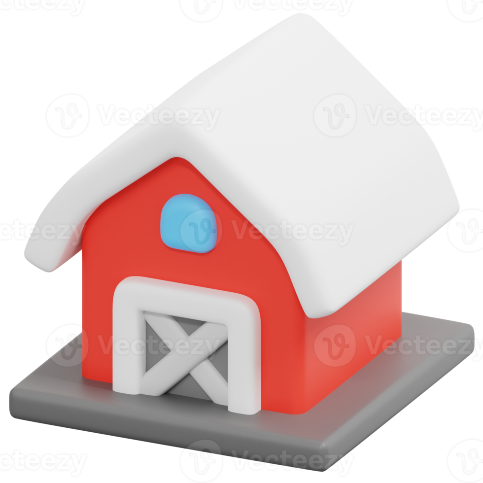 barn 3d render icon illustration png