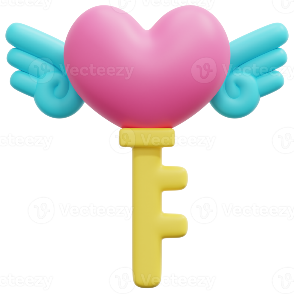 llave corazón 3d hacer icono ilustración png