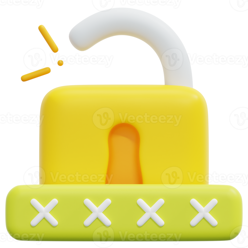 password 3d render icon illustration png