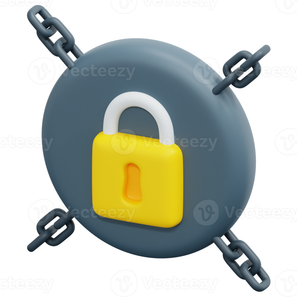 padlock 3d render icon illustration png