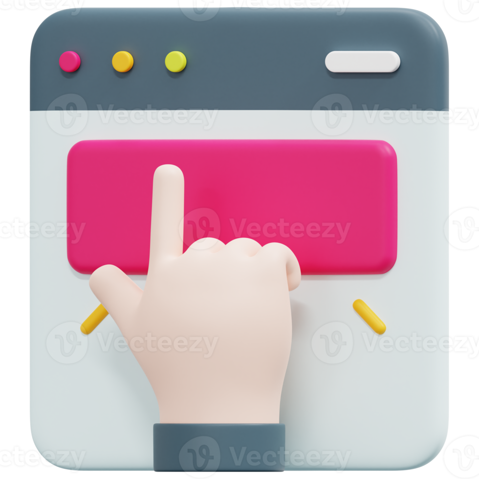 clicking 3d render icon illustration png