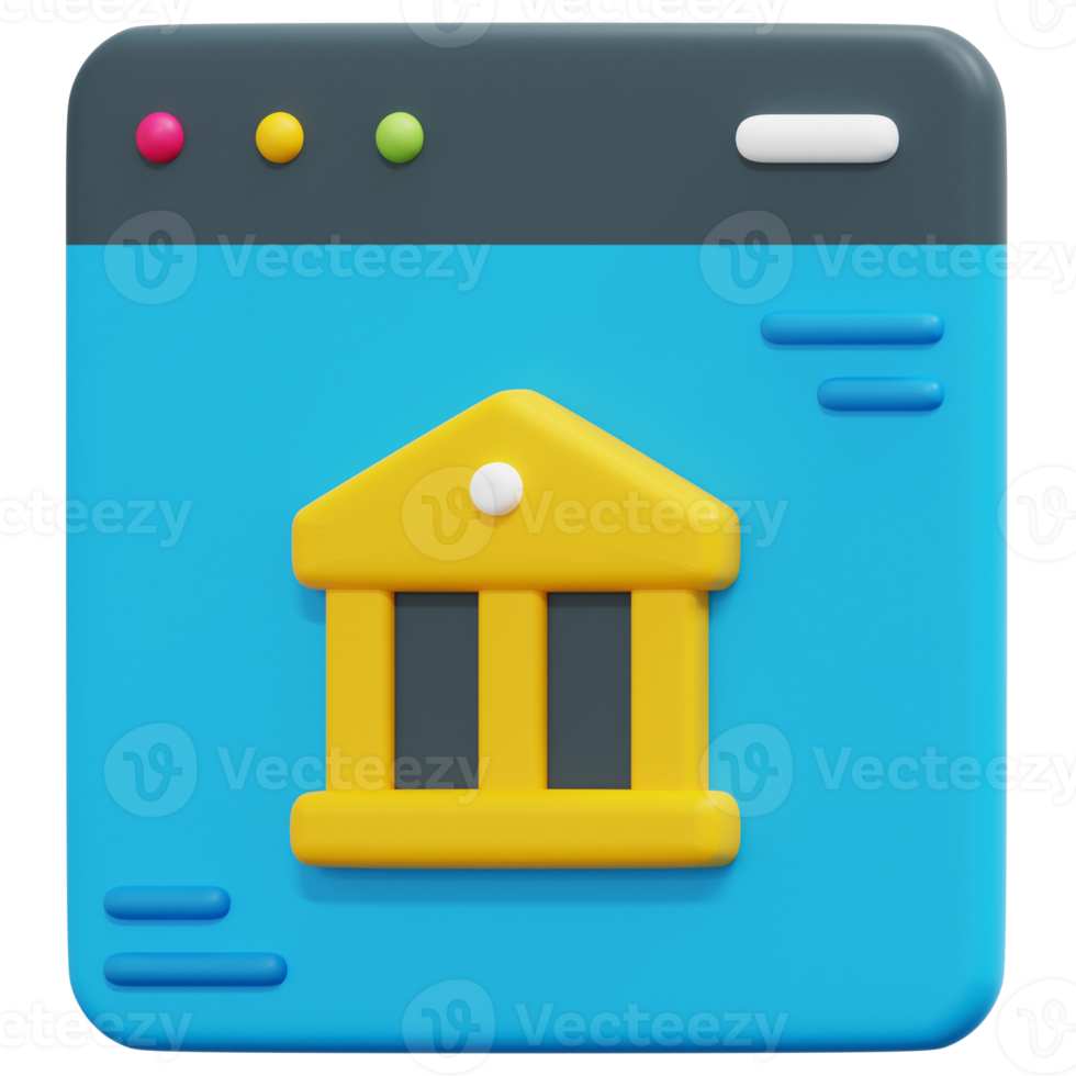 Internet bancario 3d rendere icona illustrazione png