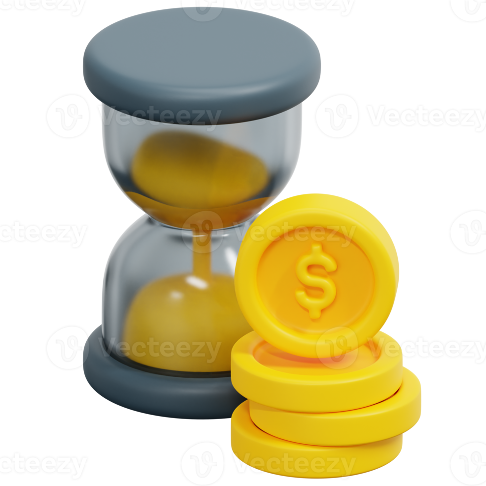 time is money 3d render icon illustration png