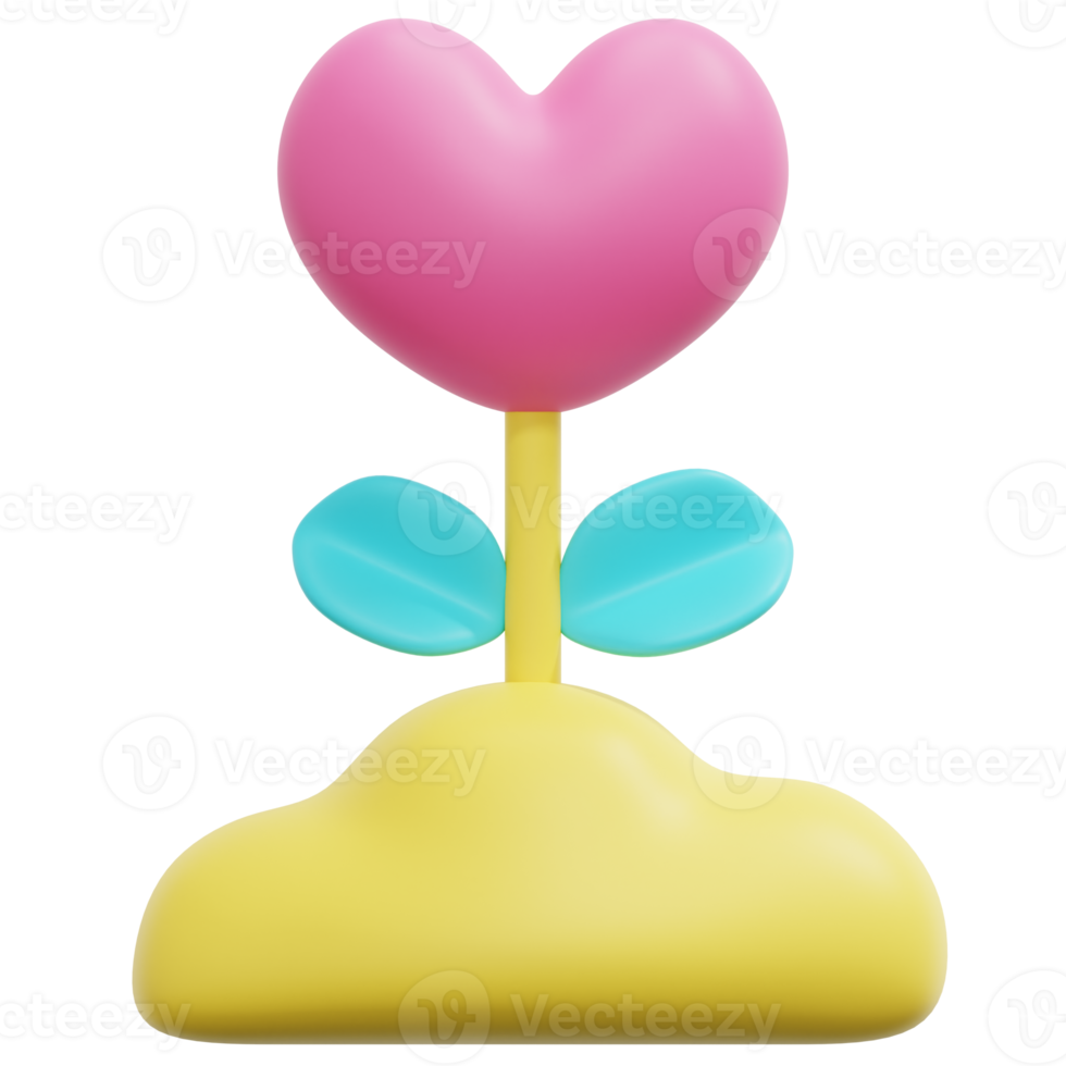 kärlek tillväxt 3d framställa ikon illustration png