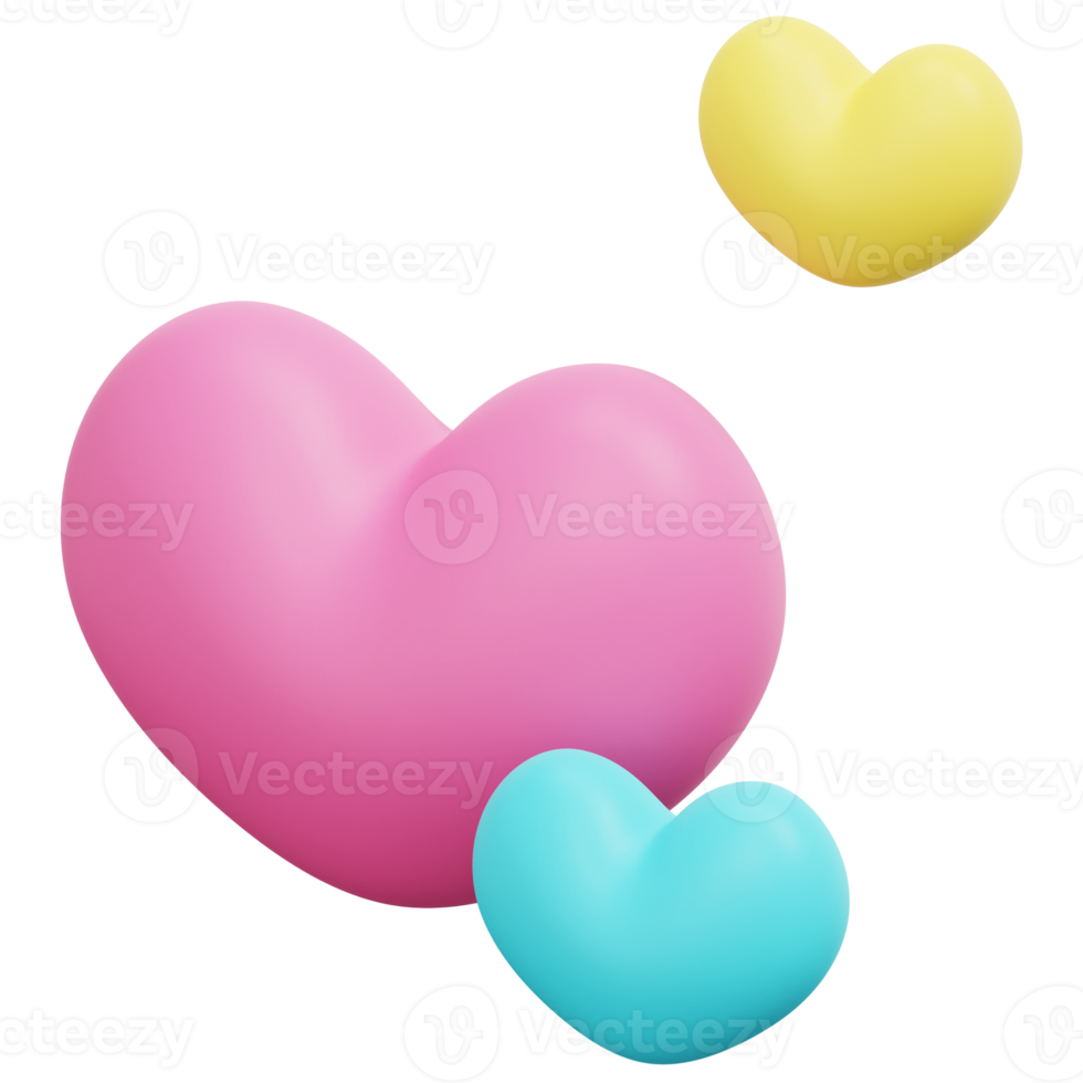 hearts 3d render icon illustration png