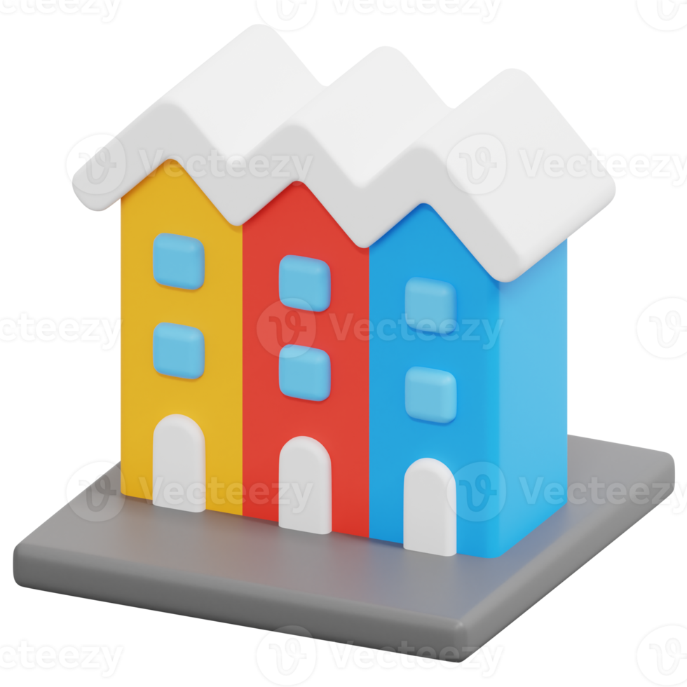 townhouse 3d render icon illustration png