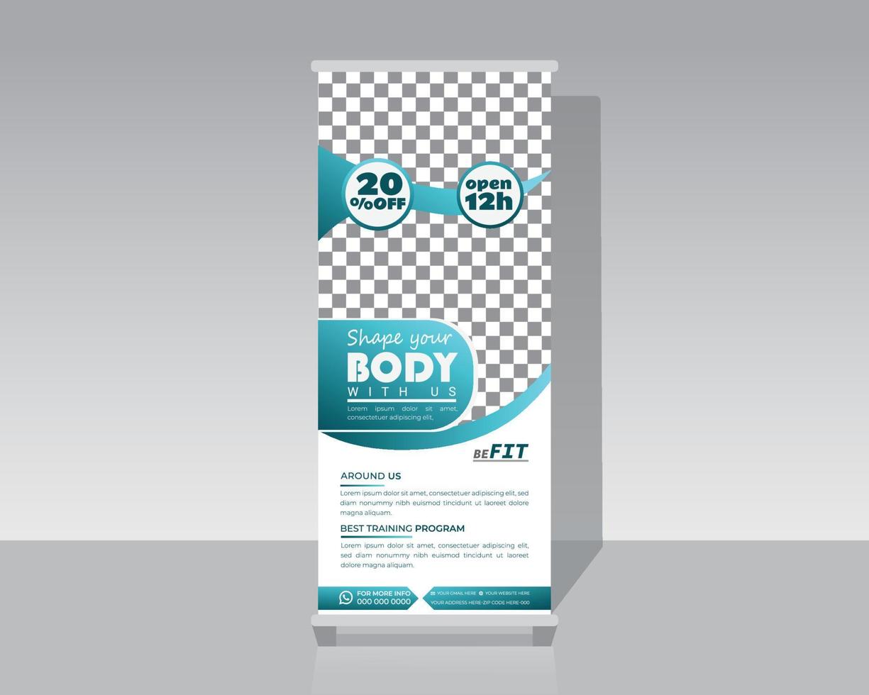 Gym or Fitness roll Up Banner vector