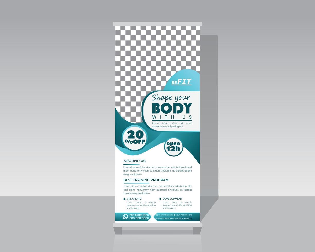 Gym or Fitness roll Up Banner vector