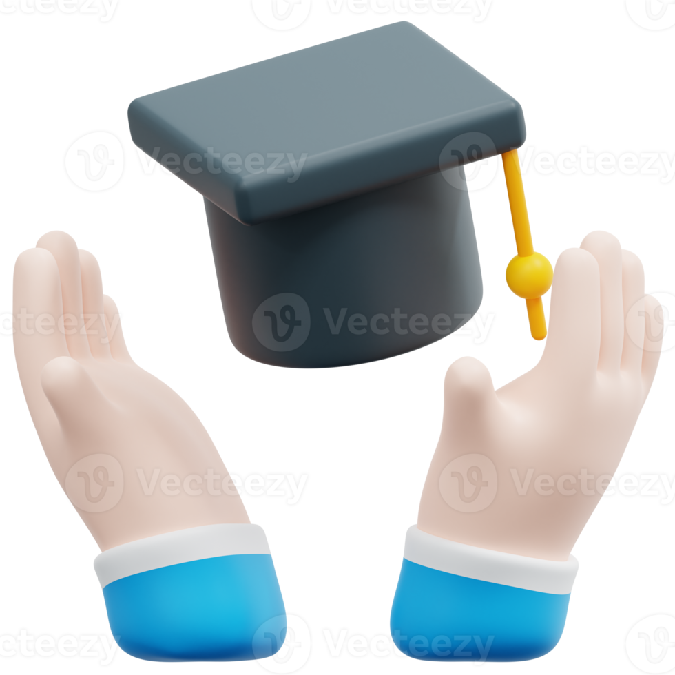 mortarboard 3d render icon illustration png