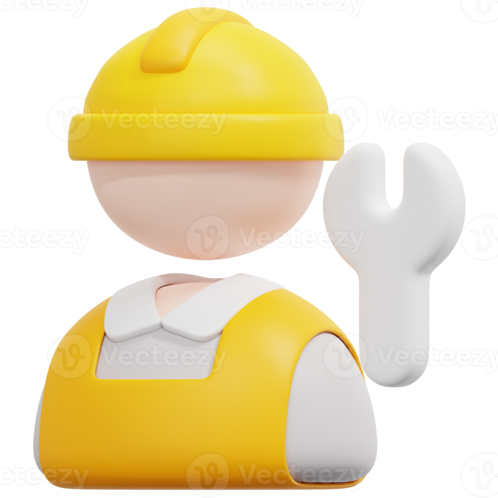 worker 3d render icon illustration png