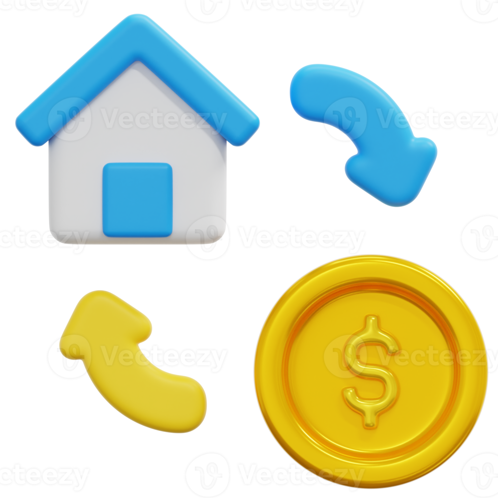 house 3d render icon illustration png