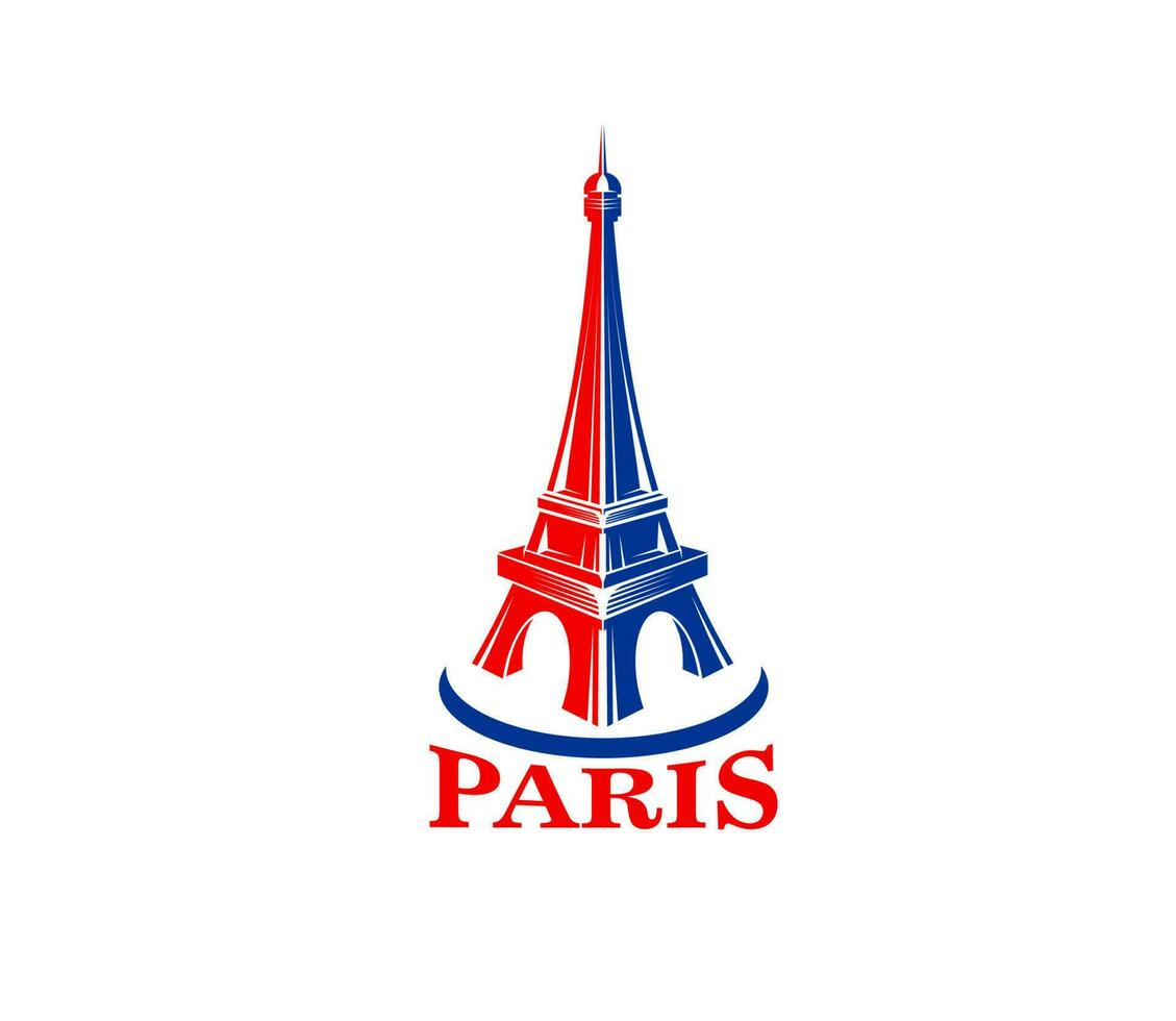 Paris Eiffel tower, France vacation travel icon vector