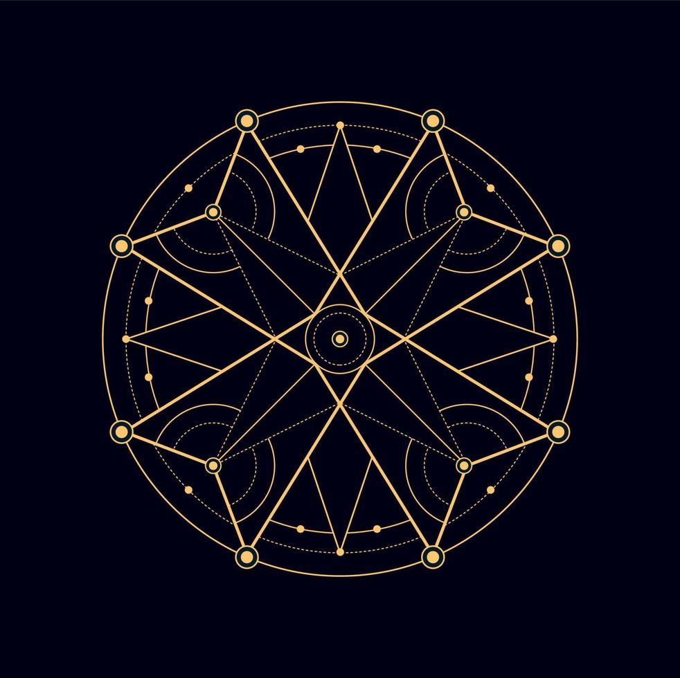 Symmetrical geometric shape, mystic esoteric sign vector