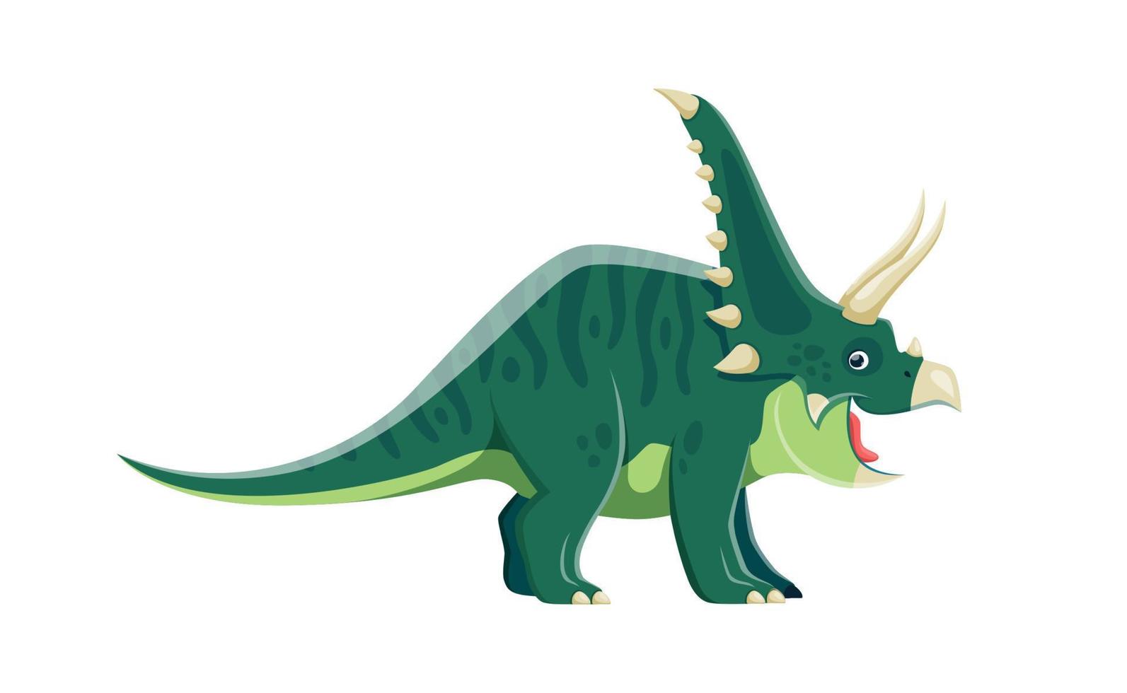 Cartoon Chasmosaurus dinosaur comical character vector