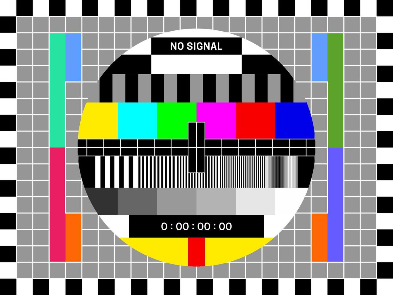 TV signal test screen, retro television color test vector